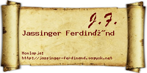 Jassinger Ferdinánd névjegykártya